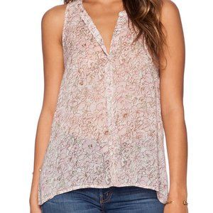 Joie - Silk Sleeveless Pink Floral Blouse - Small